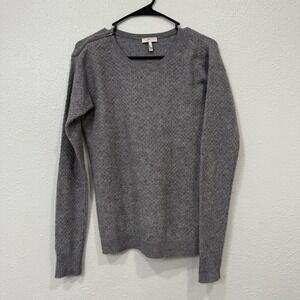 Joie Gray Textured Knit Wool Cashmere Sweater Size Small Zip Shoulder Detail
